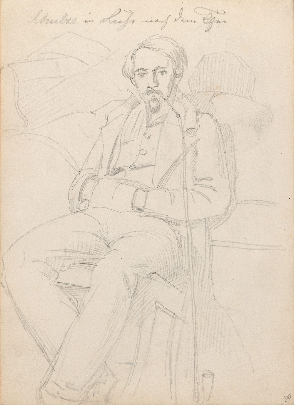 Male portrait with long pipe (Probably 1838 or 1839)