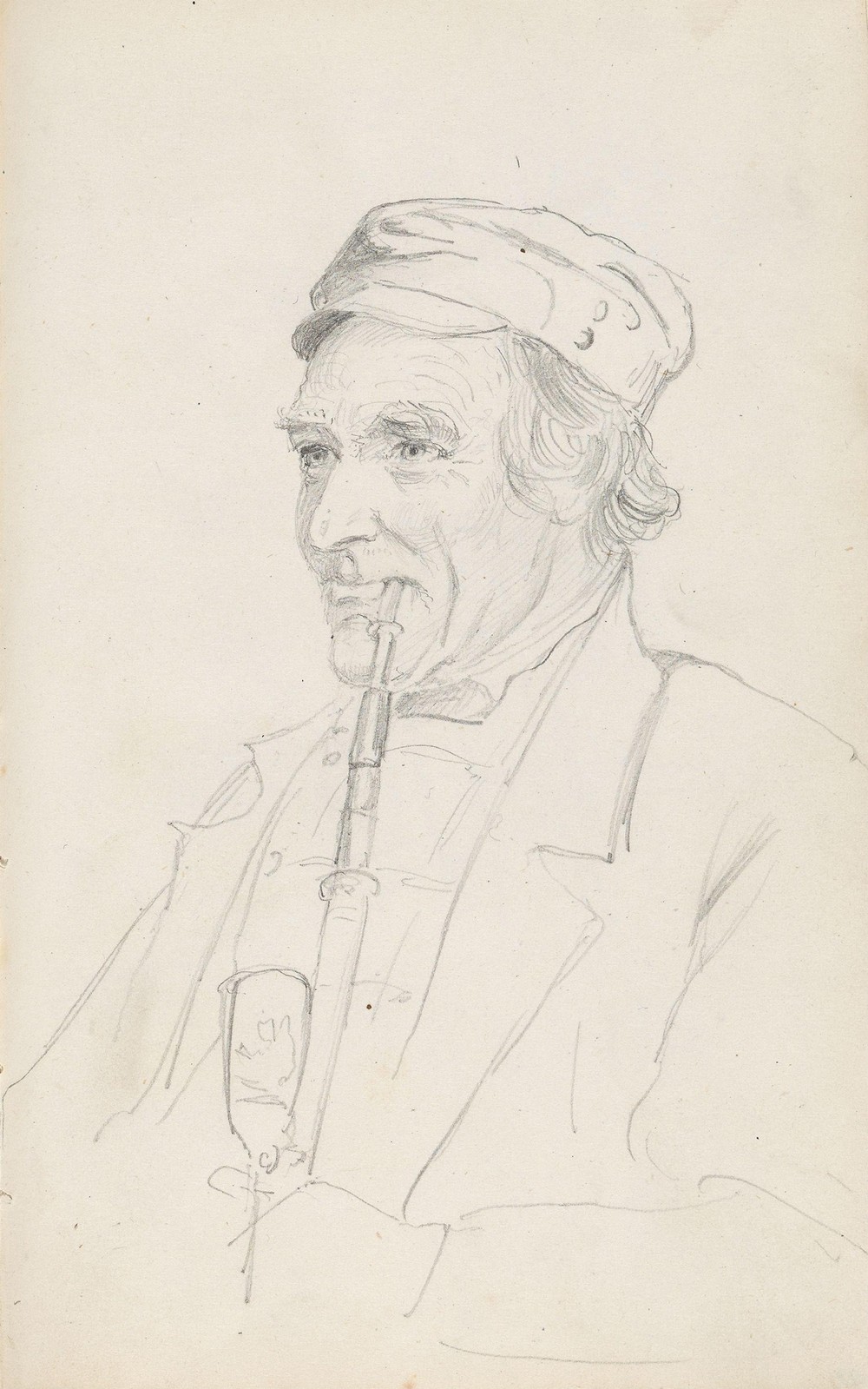 Portrett av mann med pipe (between 1844 - 1854)