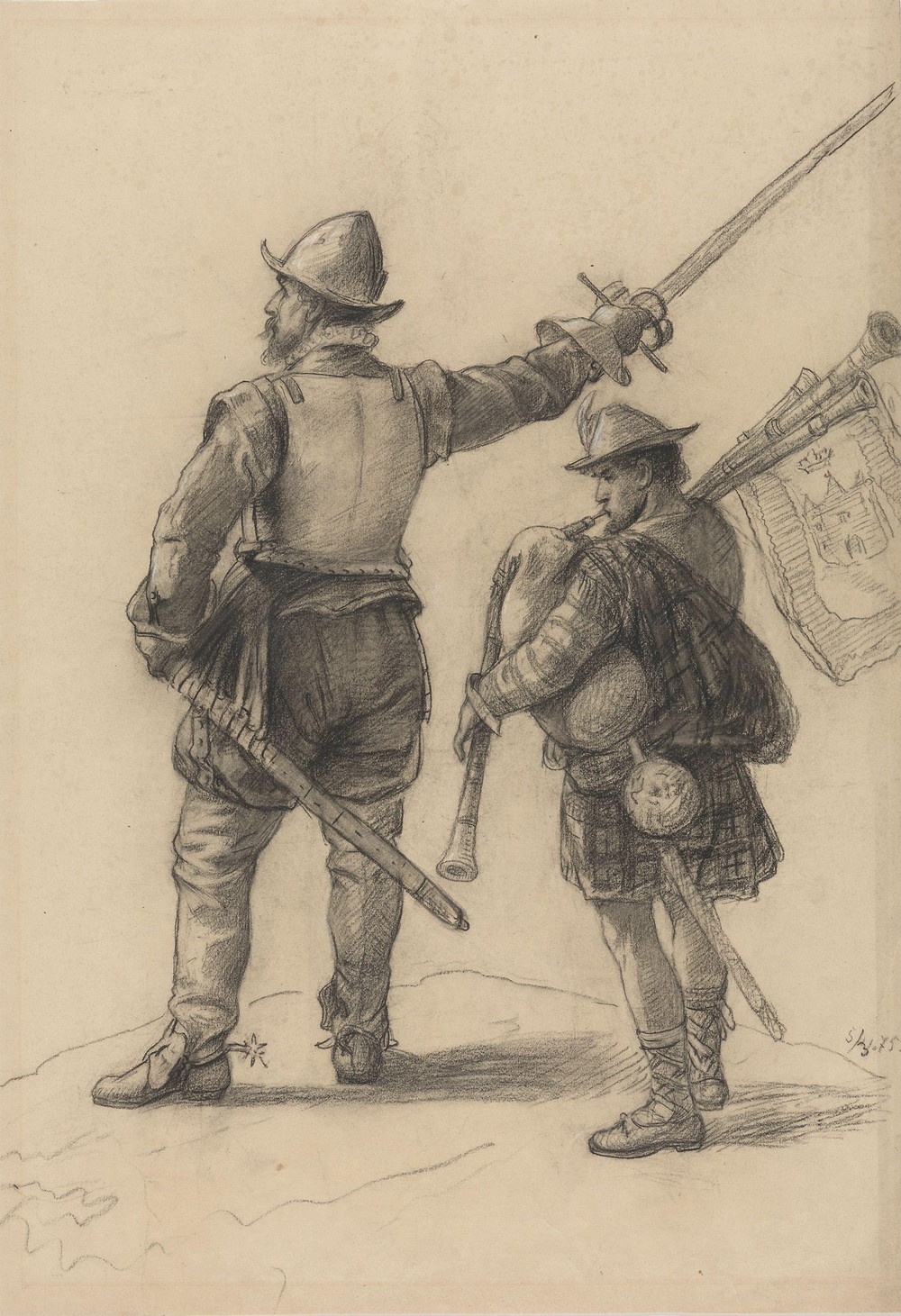 Scottish Warrior and Bagpiper
