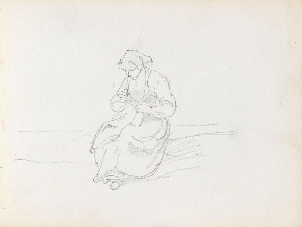 Woman sewing (Probably between 1865 and 1872)