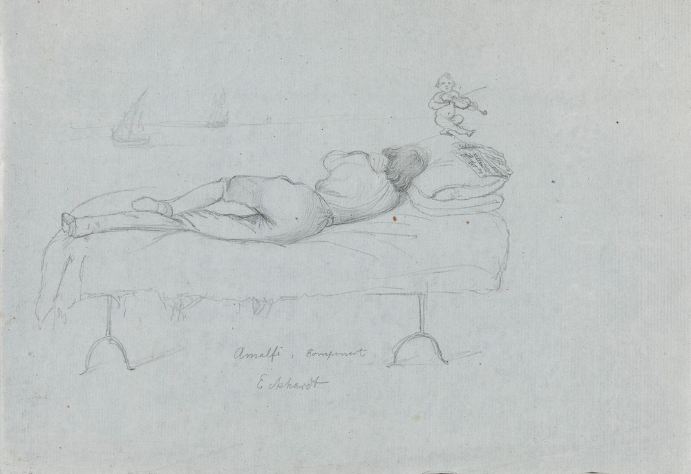 Young man lying in bed (Between 1841 and 1842)
