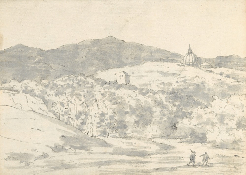 Landscape with a Towered Building and Domed Church (1774–75)
