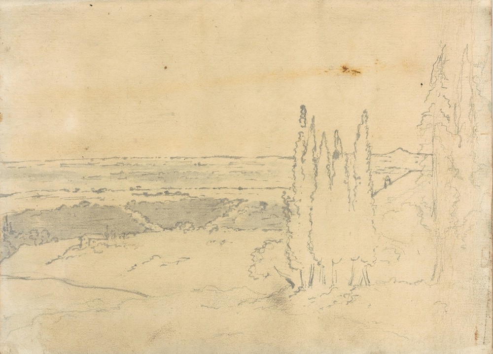 Landscape with Cedars and Buildings (1774–75)