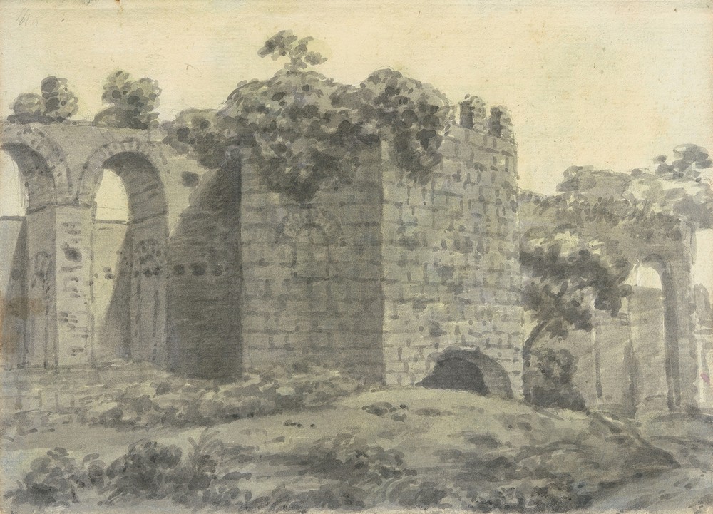 Roman Ruins Including an Arched Aqueduct and Tower (1774–75)