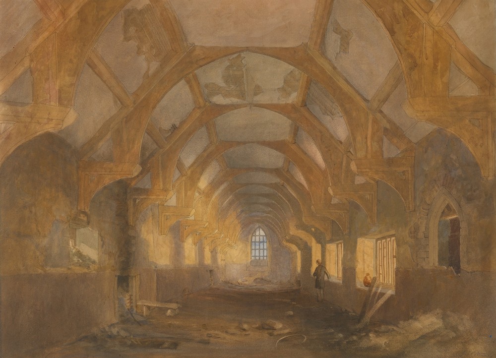 Interior of a Dormitory of the Ipswich Blackfriars at the End of its Period of Occupation by Ipswich School (about 1838–1842)