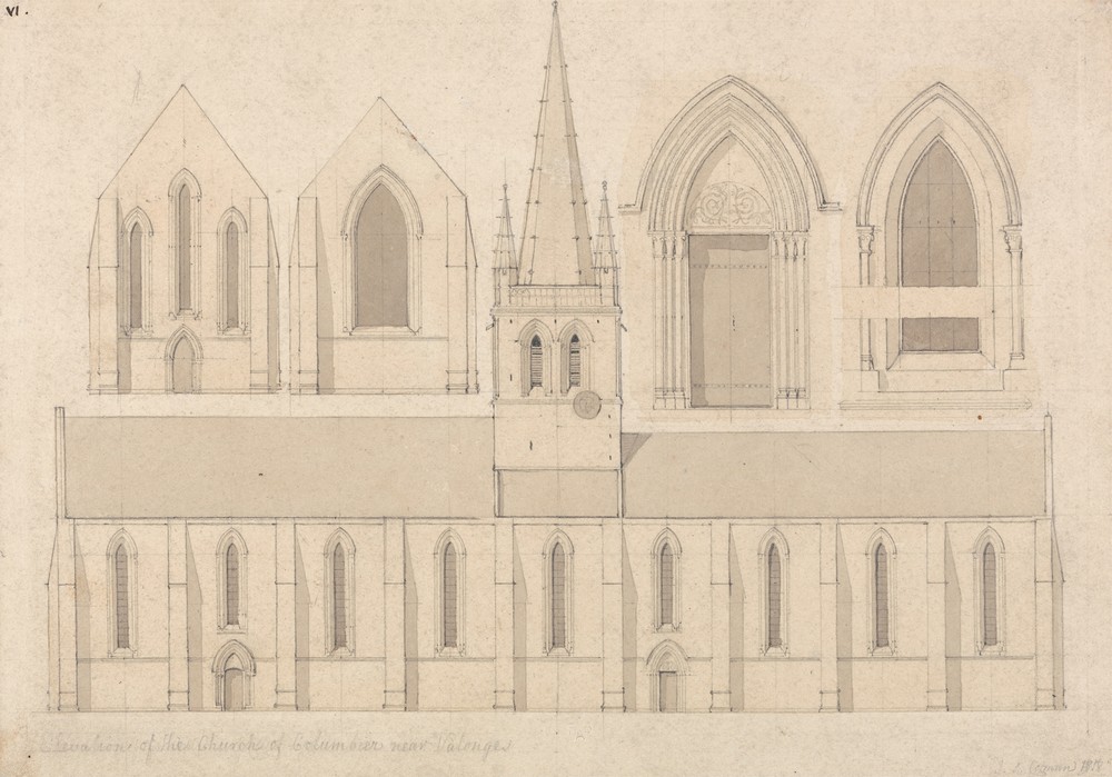 Elevation of the Church of Columbiers, near Valognes, Normandy