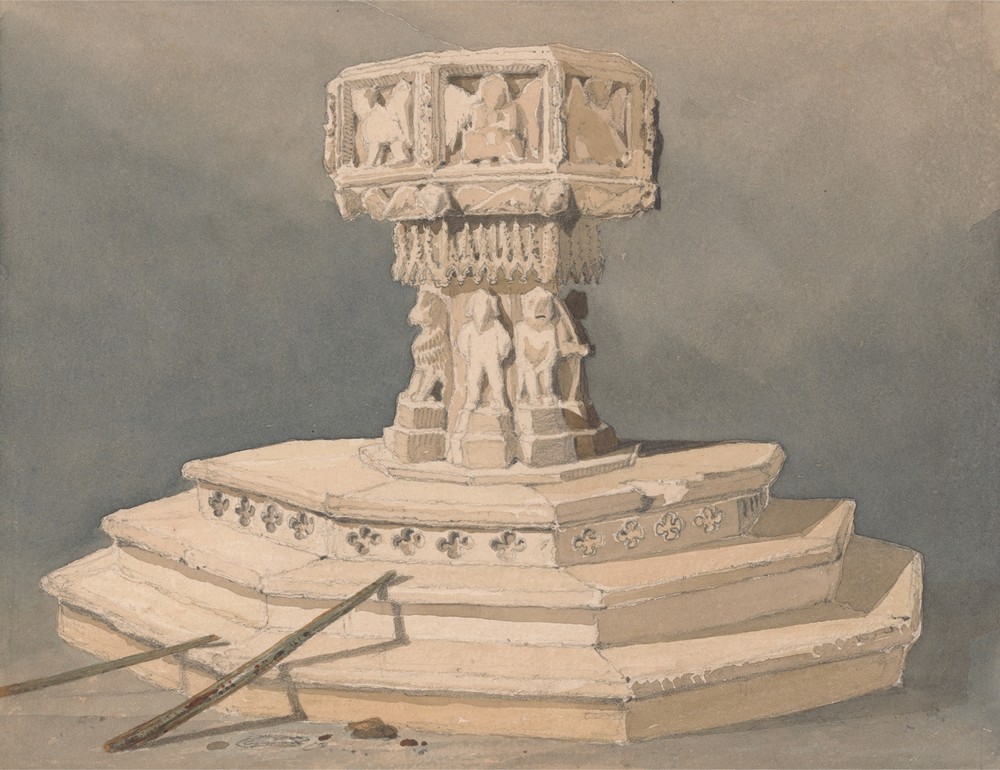 Font at Happisburgh Church, Norfolk (ca. 1811)