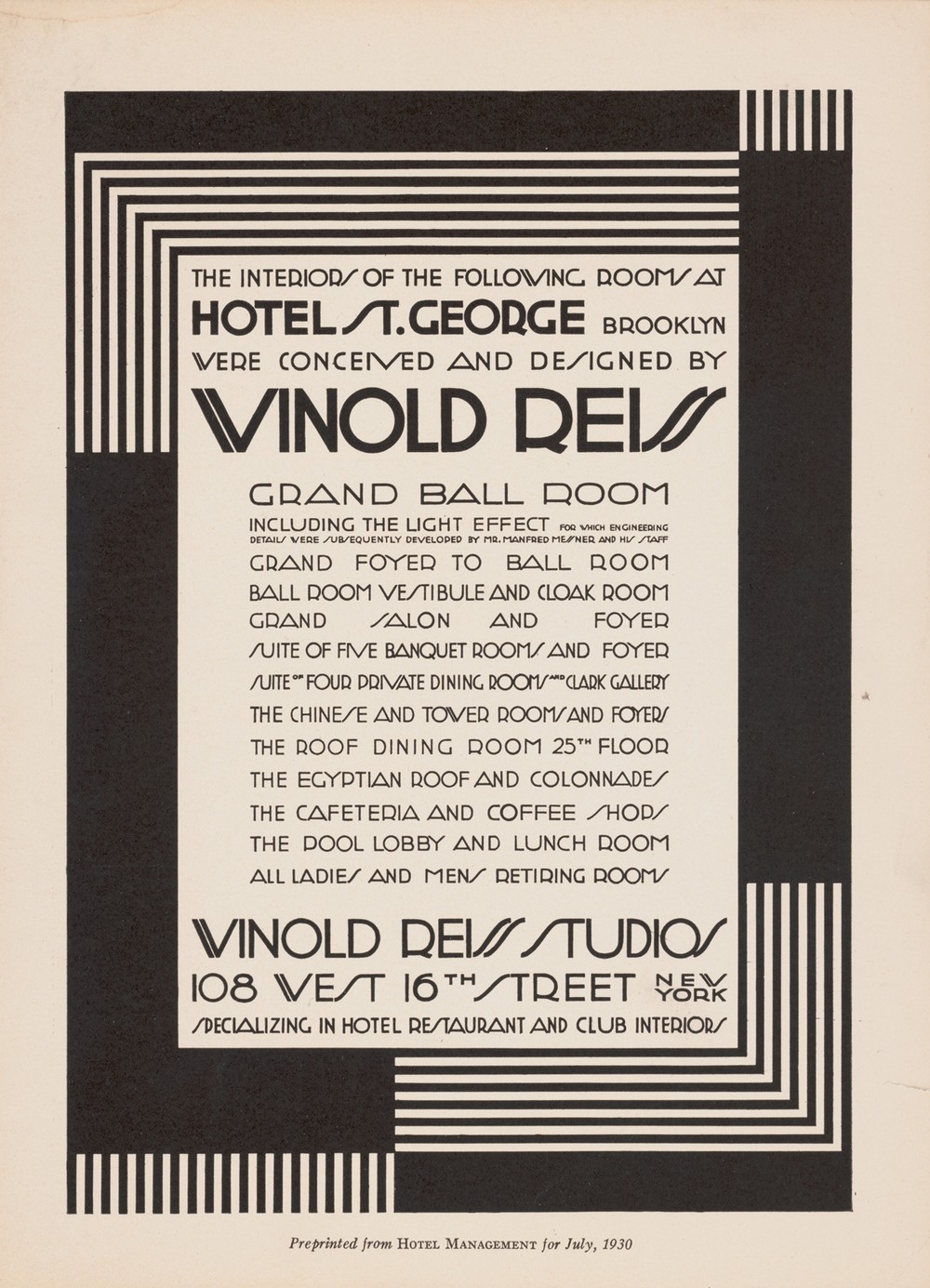 Graphic design for St. George Hotel advertisement in Hotel Management Magazine.