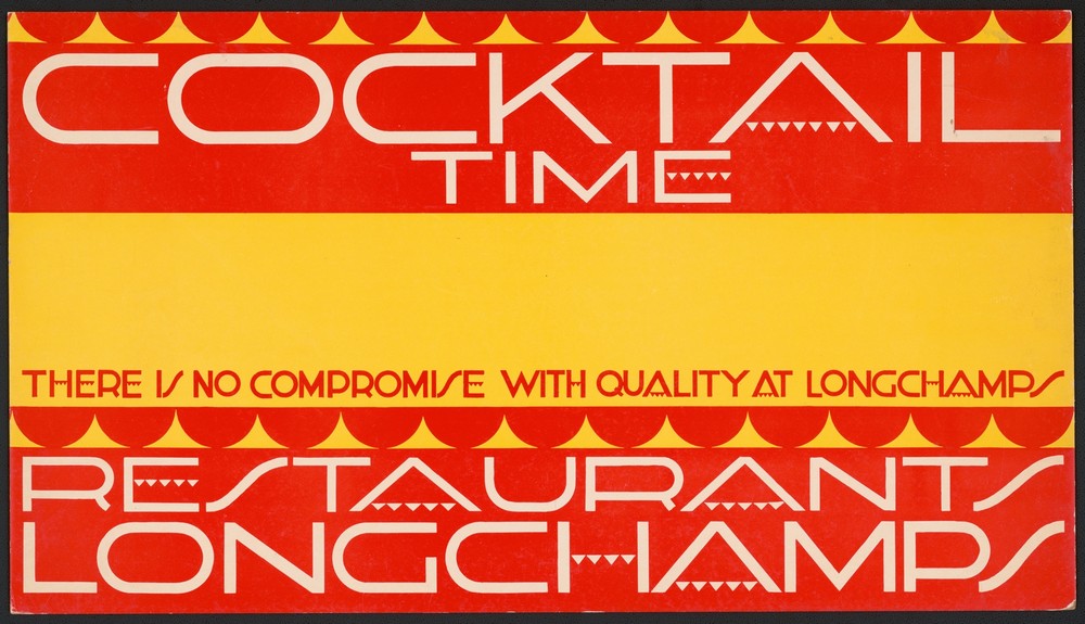 Graphic designs for Longchamps Restaurants.] [Cocktail card