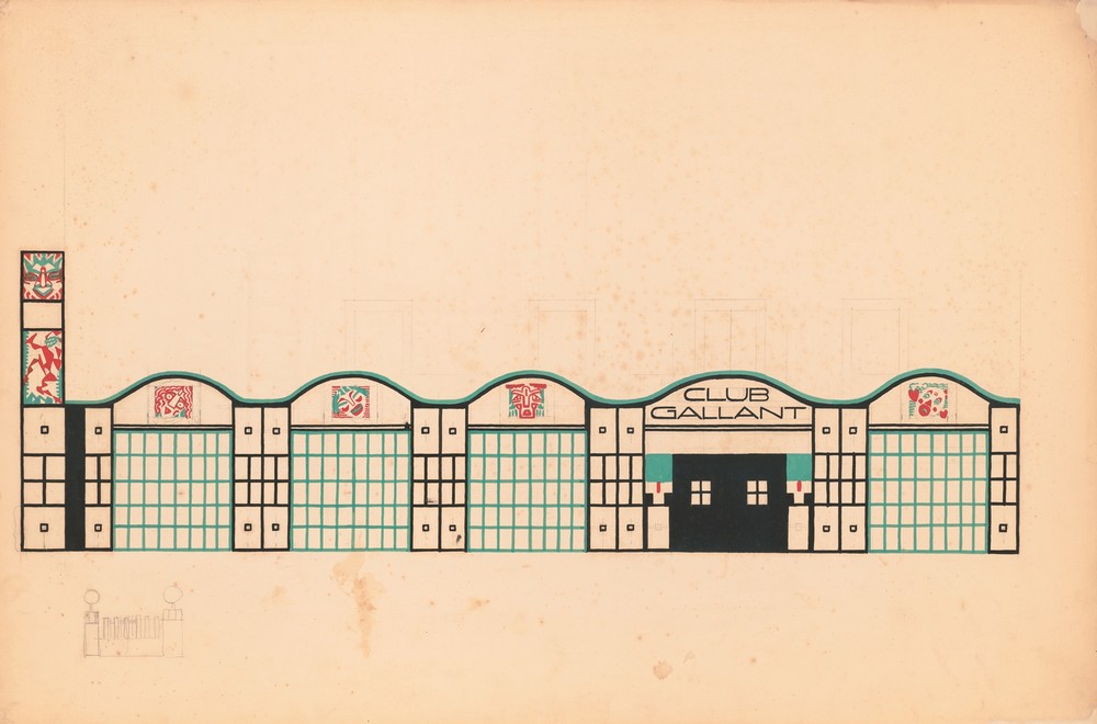 Design drawings for Club Gallant project, New York, NY.] [Study for Club Gallant exterior