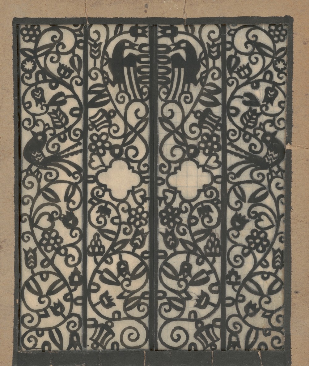Design drawings for the Theodore Weicker Apartment Building.] [Study for metalwork gate
