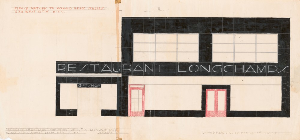 Design for Longchamps Restaurant, 79th St., New York, NY.] [Proposed treatment for front of restaurant