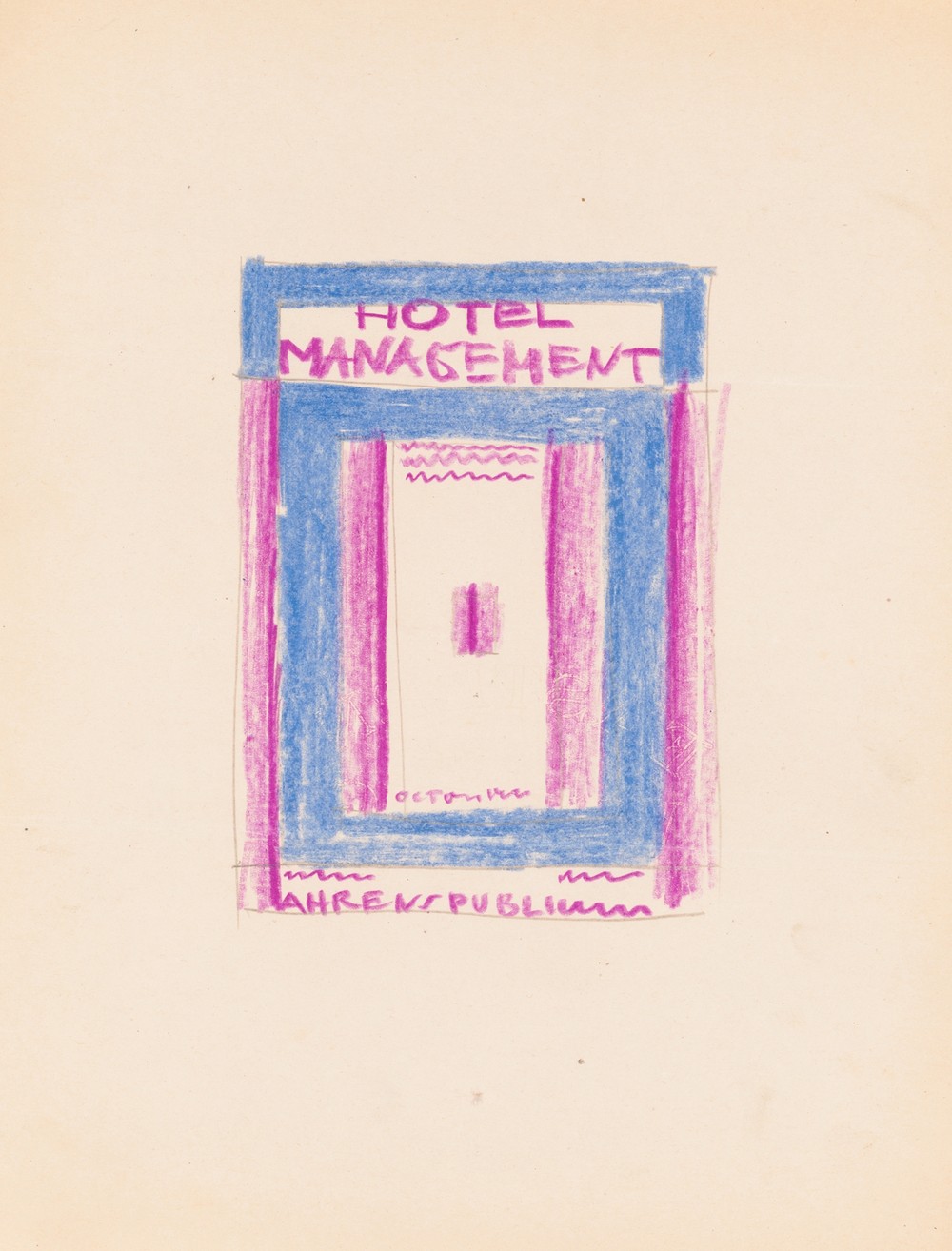 Designs for cover of Hotel Management Magazine.] [Blue and purple cover design