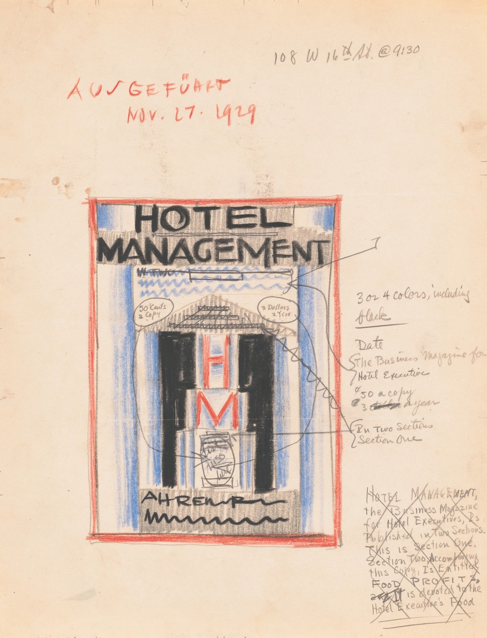 Designs for cover of Hotel Management Magazine