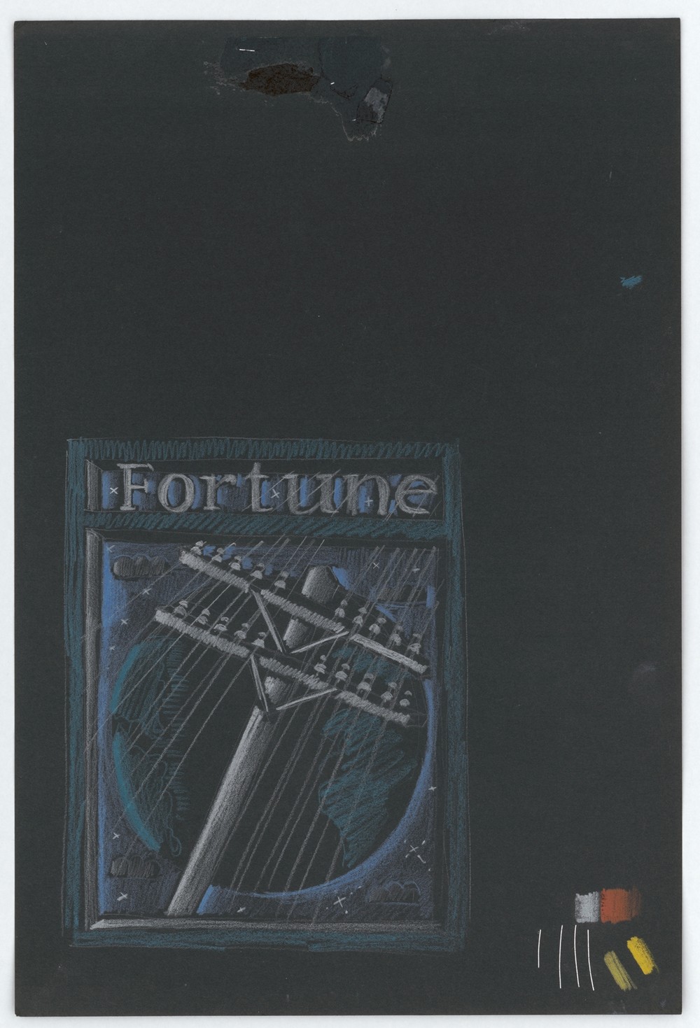 Graphic designs for Fortune magazine.] [Studies for cover drawn on black paper