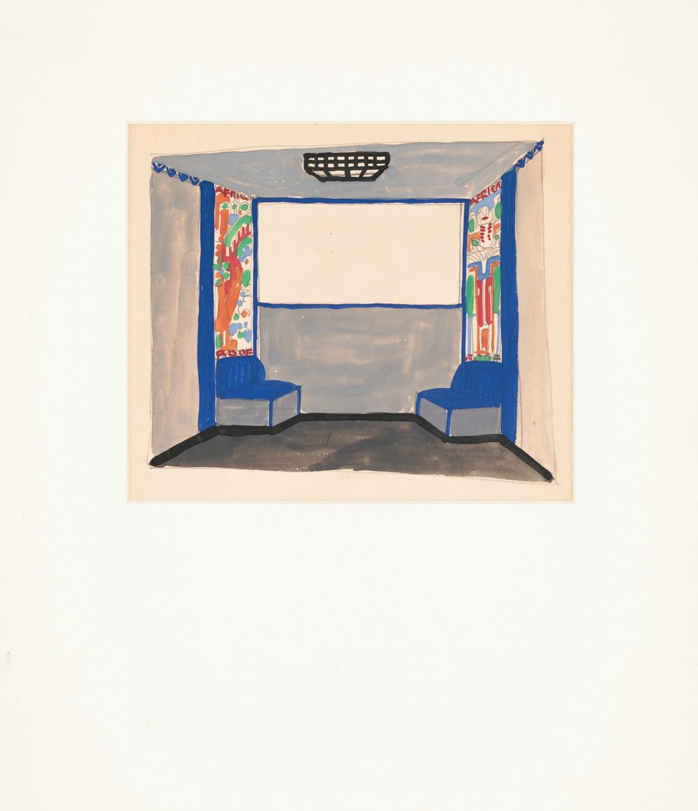 Interior design sketches for Alamac Hotel, 71st and Broadway, New York, NY.] [Study of interior perspective for ‘Africa Roof’