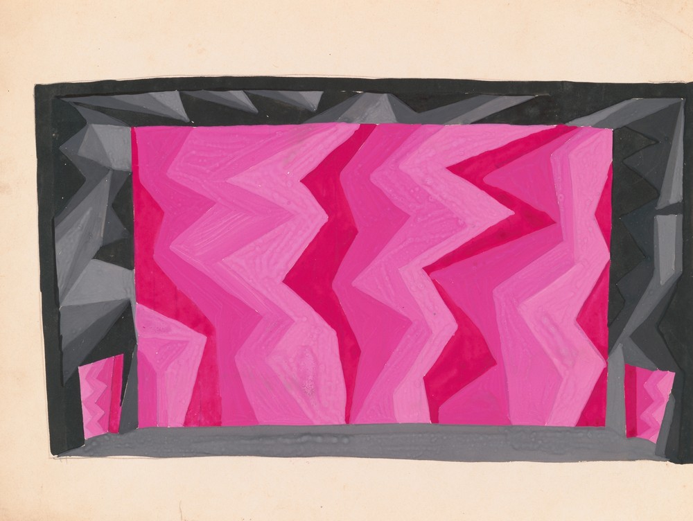 Designs for theater with black-framed proscenium and boldly colored settings.] [Study for stage light wall decoration, possibly for Caf ̌Crillon (277 Park Avenue)
