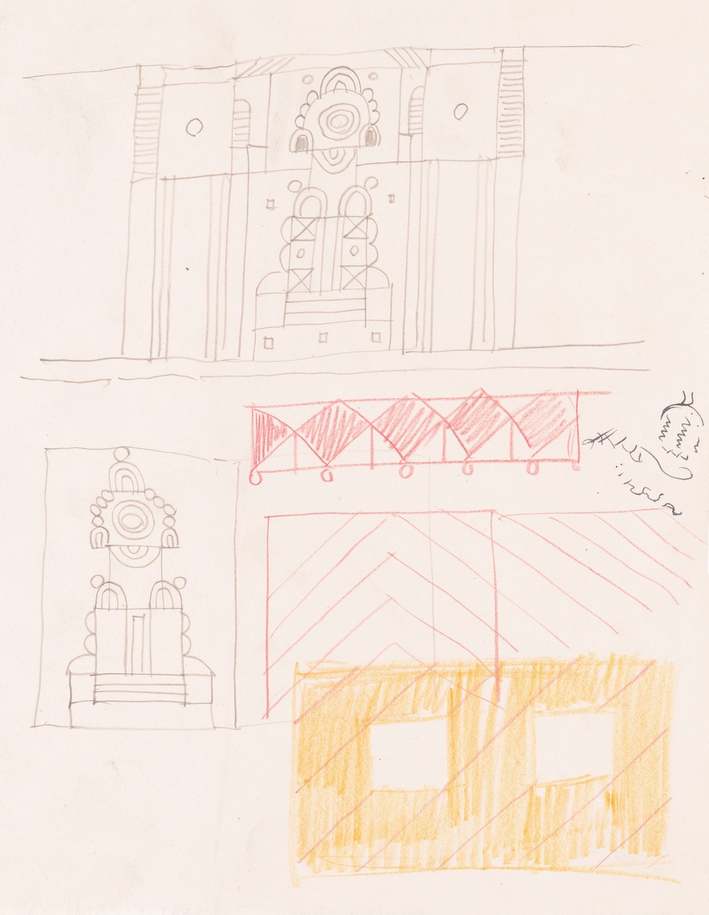 Design drawings for miscellaneous interiors, some possibly related to the Hotel St. George, New York, NY Sketch for miscellaneous interior