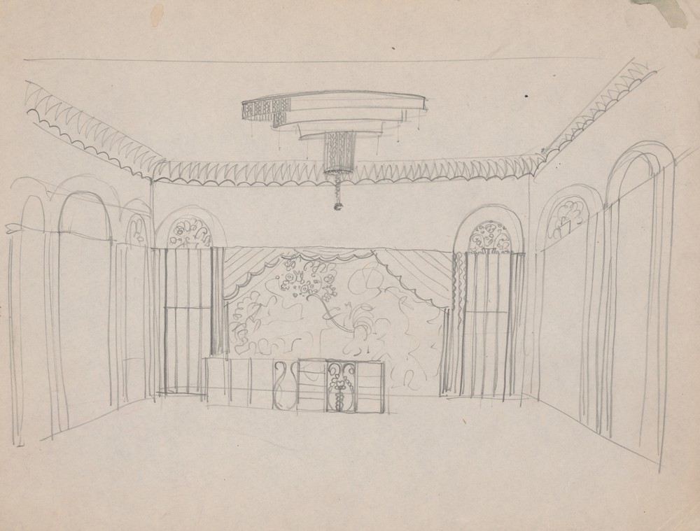 Design for the Lentheric Salon, Fifth Ave. & 58th St., Savoy-Plaza Hotel, New York, NY. Perspective sketch