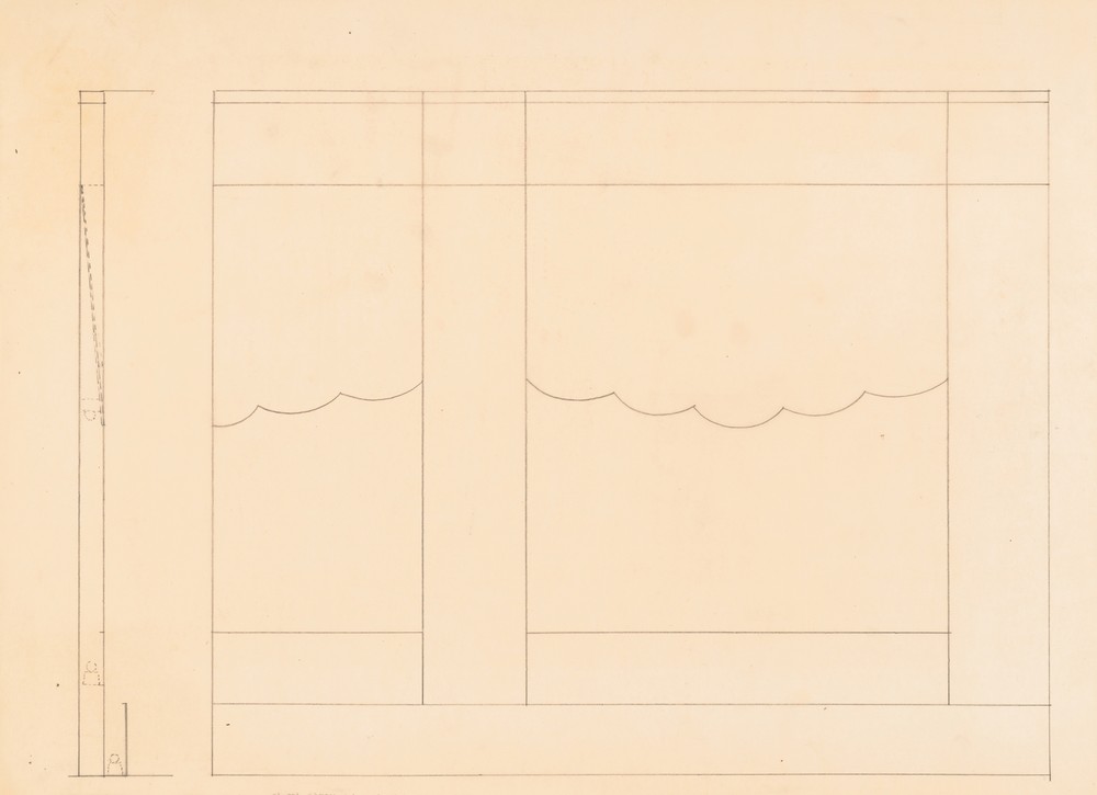 Design for unidentified restaurant, possibly Dunhall’s Restaurant, New York, NY. Wall treatment, sketch 3