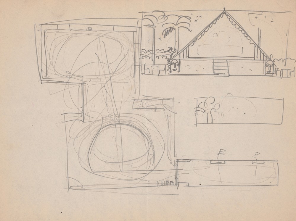 Design sketches for Hotel Alamac, 71st and Broadway, New York, NY. Details of Congo Room or ‘Africa Roof’
