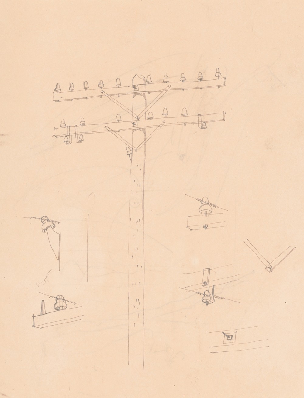 Graphic designs for Fortune magazine. Study of telephone poles