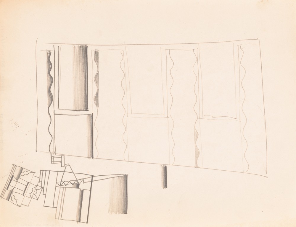 Interior design drawings for unidentified rooms. Sketch for unidentified interior