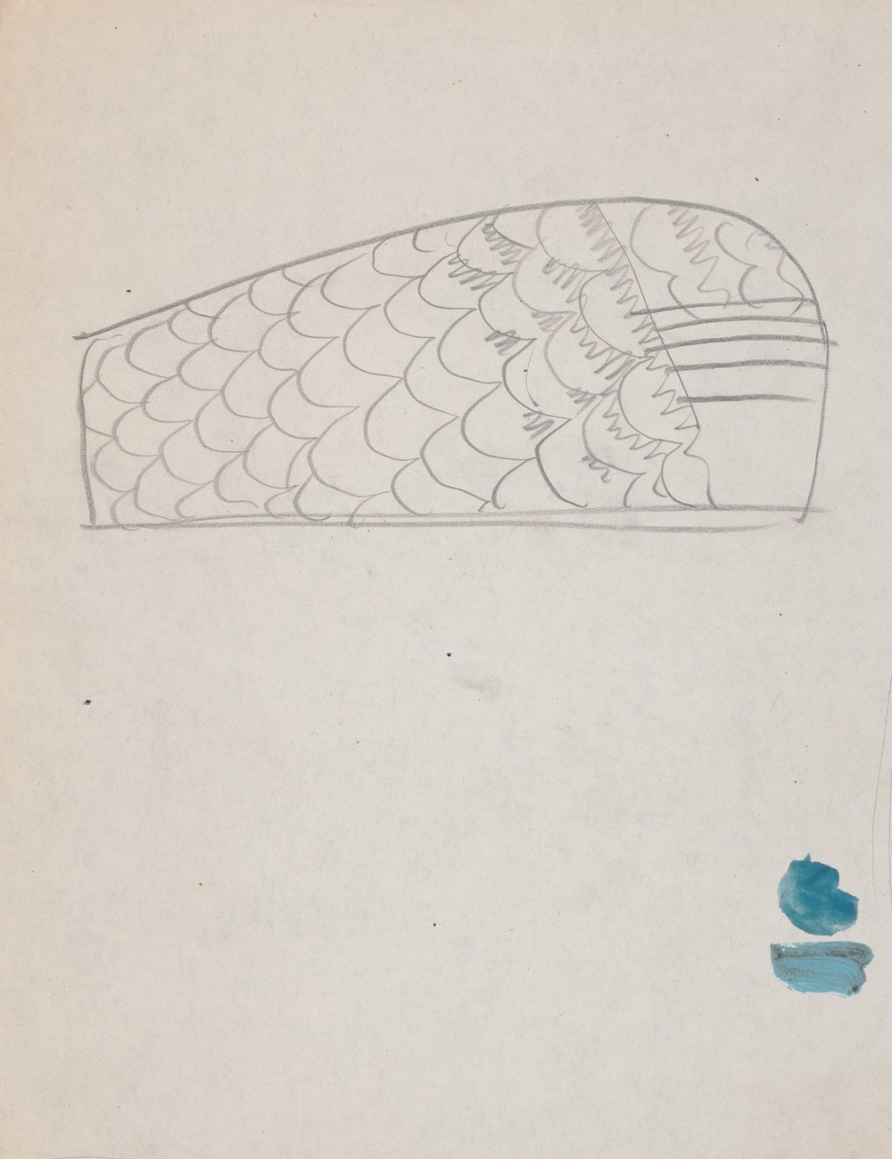 Suggested treatments of Auditorium for Theatre and Concert Hall, New York World’s Fair 1939. Sketch for unlettered scheme (fishscale pattern)
