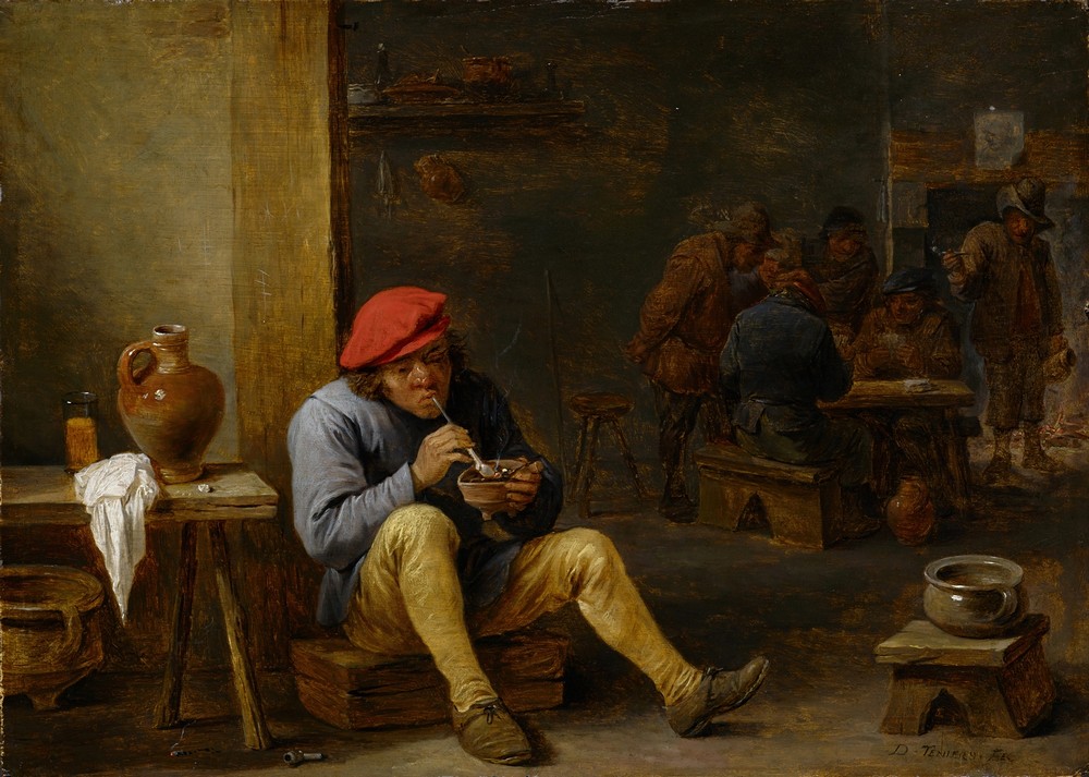 Farmer in a Tavern, Lighting his Pipe