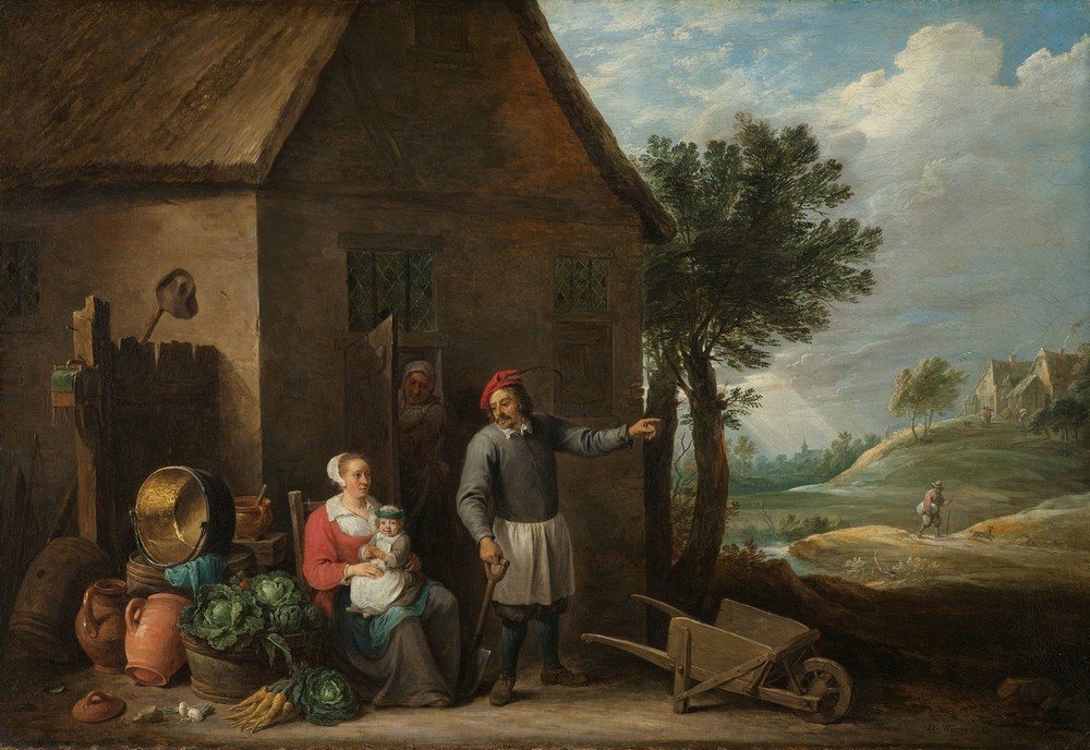 Husbandman at a Cottage Door with a Seated Woman and Child (c. 1650 - c. 1655)