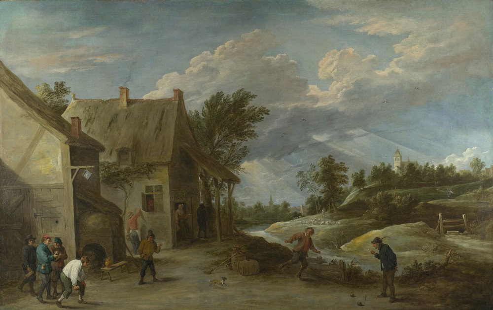 Peasants playing Bowls outside a Village Inn  (circa 1660)