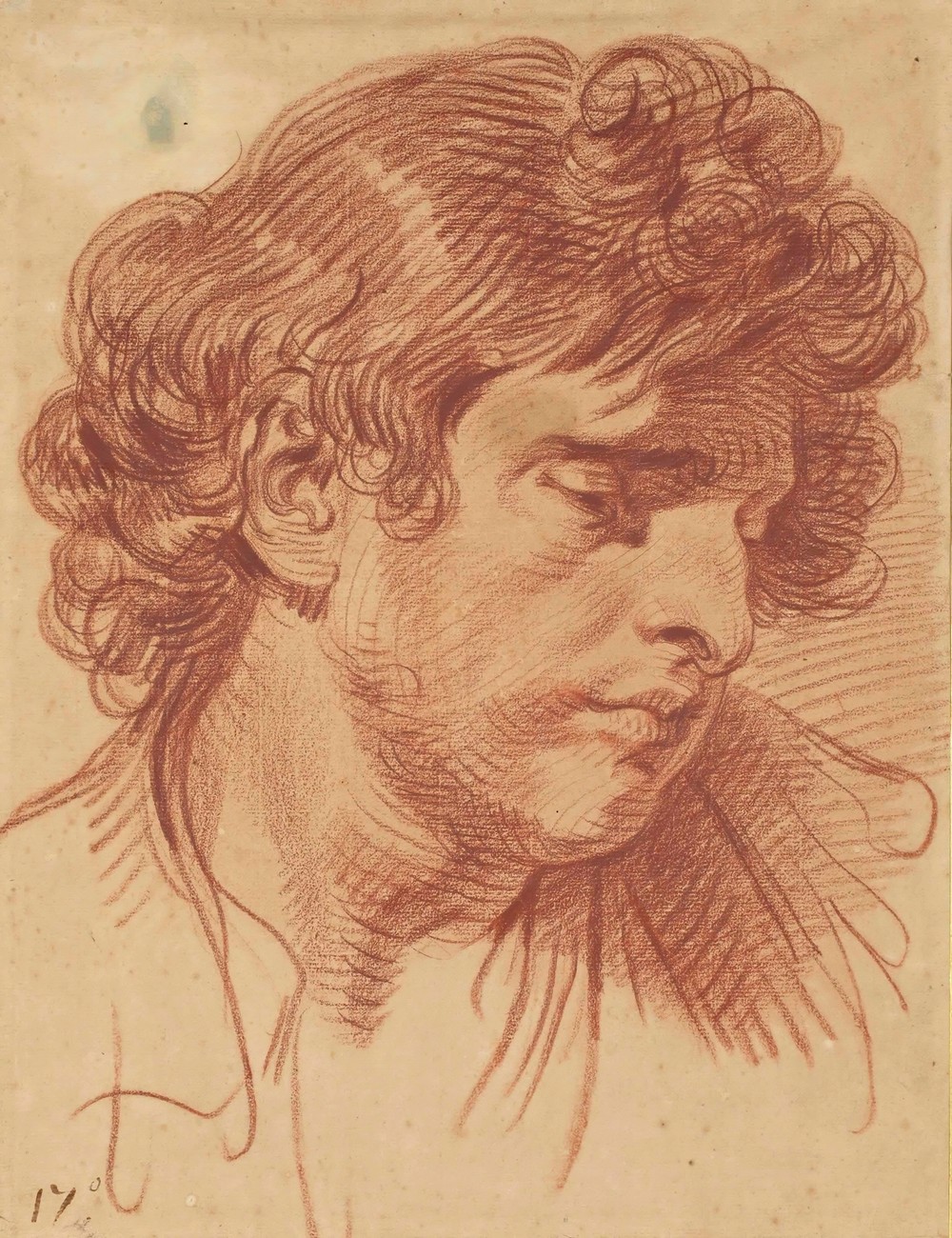Tête d’homme aux cheveux bouclés