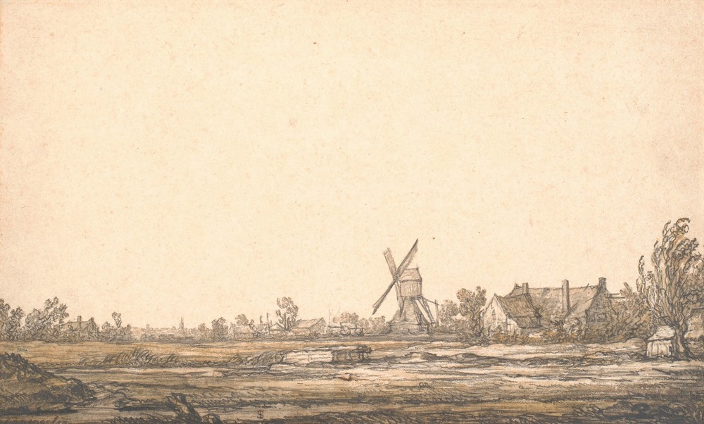 Landskab med en mølle
