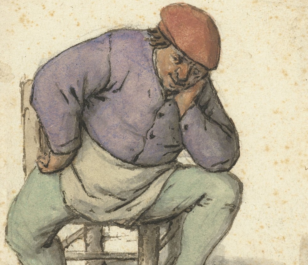 Seated Man, with his Left Foot on a Stove