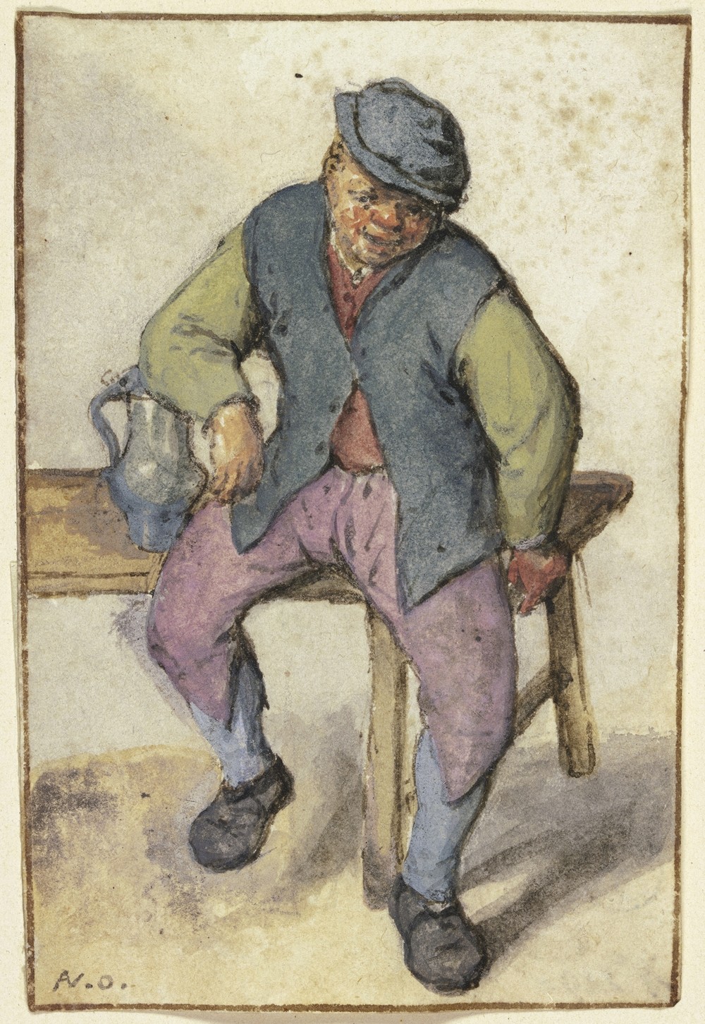 Auf einem Tisch sitzender Bauer (after 1670)