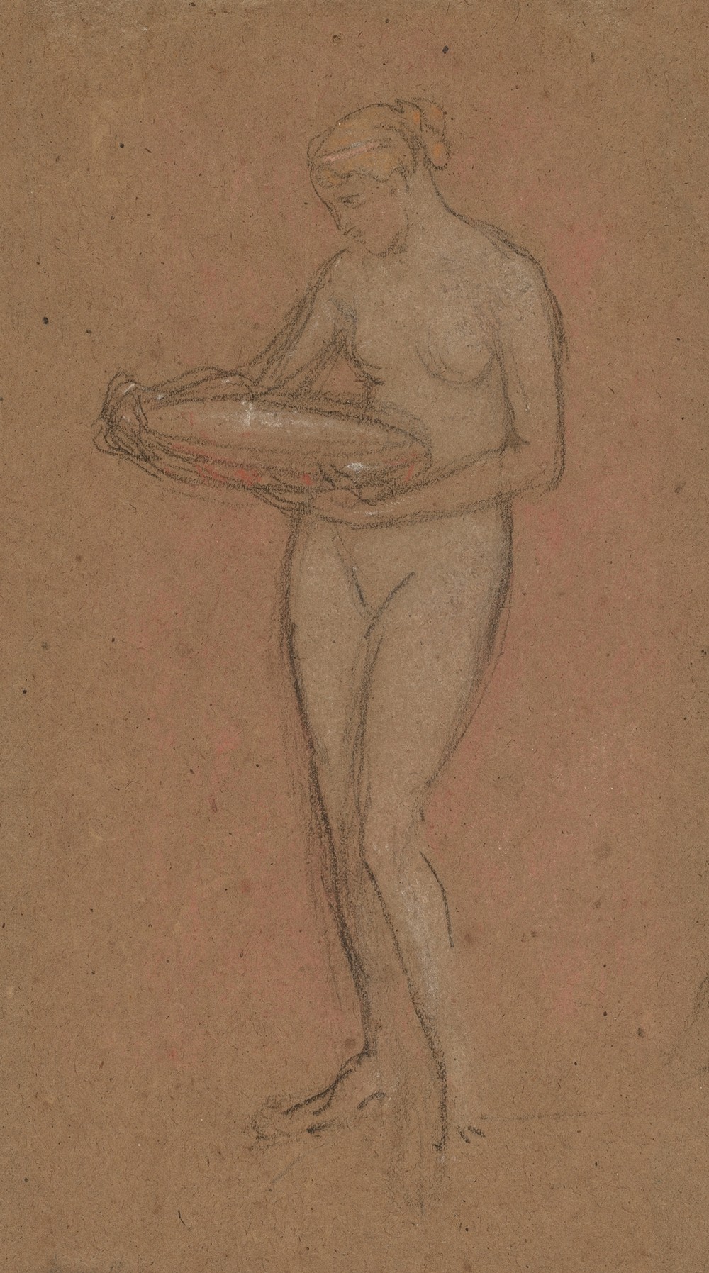 Standing Female Nude Holding a Bowl (recto)