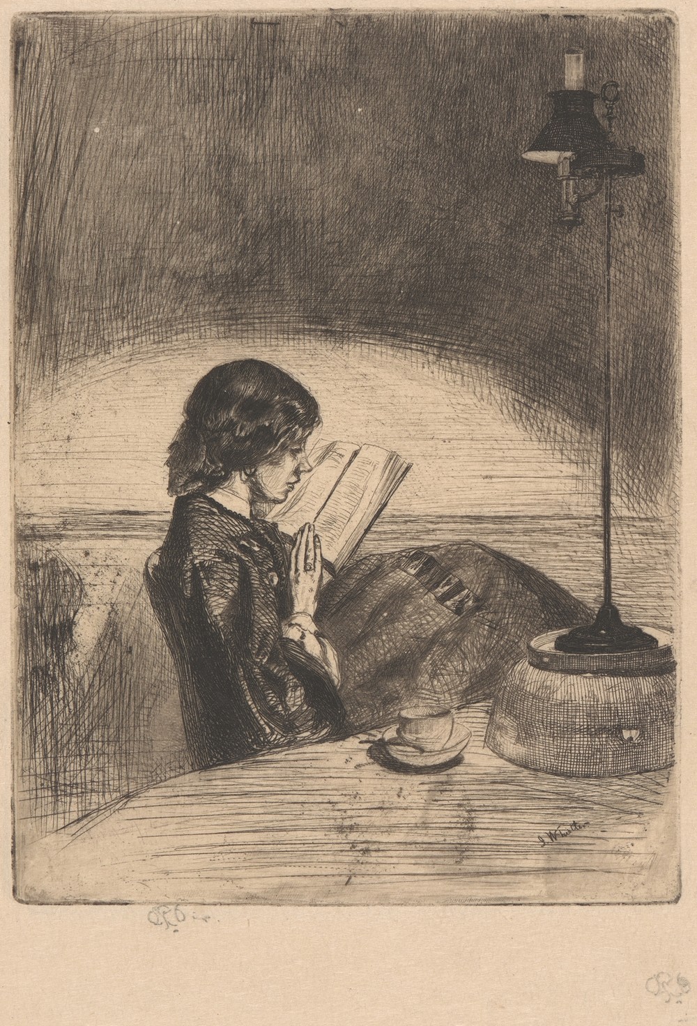 Reading by Lamplight (ca. 1858–1859)