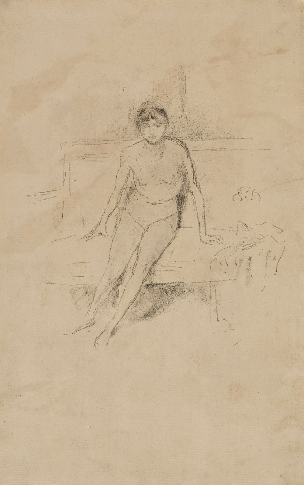 A Nude Model, Seated on a Couch
