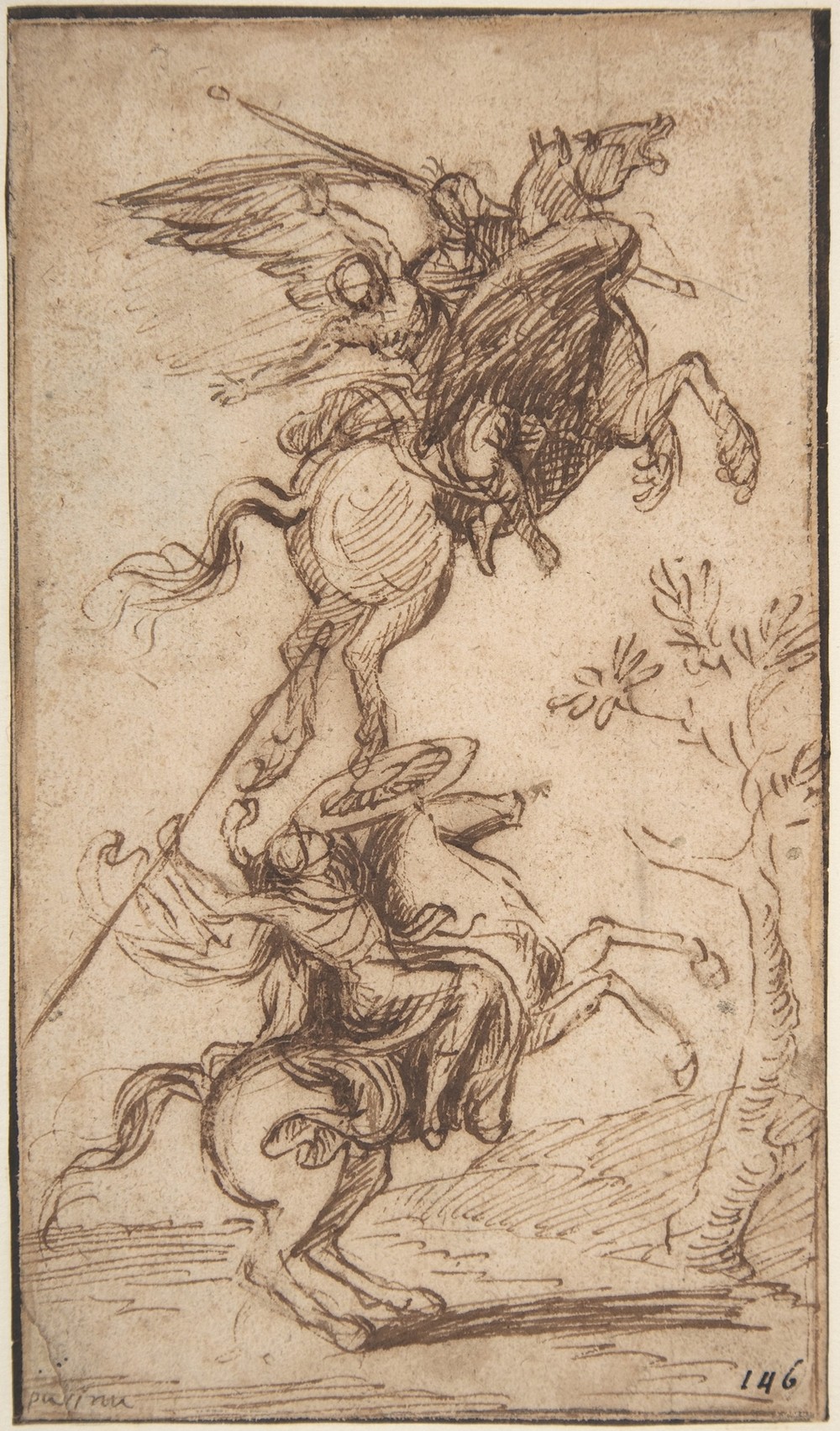 The Sorcerer Atlante Abducting Pinabello’s Lady (Ariosto, Orlando Furioso, canto II, 38) (ca. 1635–38)