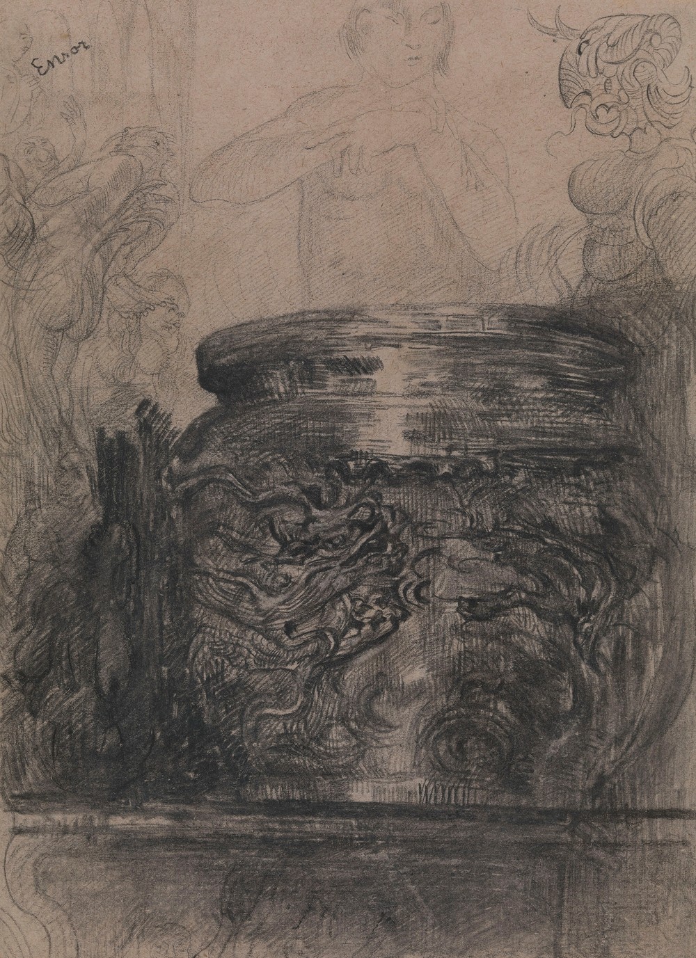 Bronze pot with Apparitions