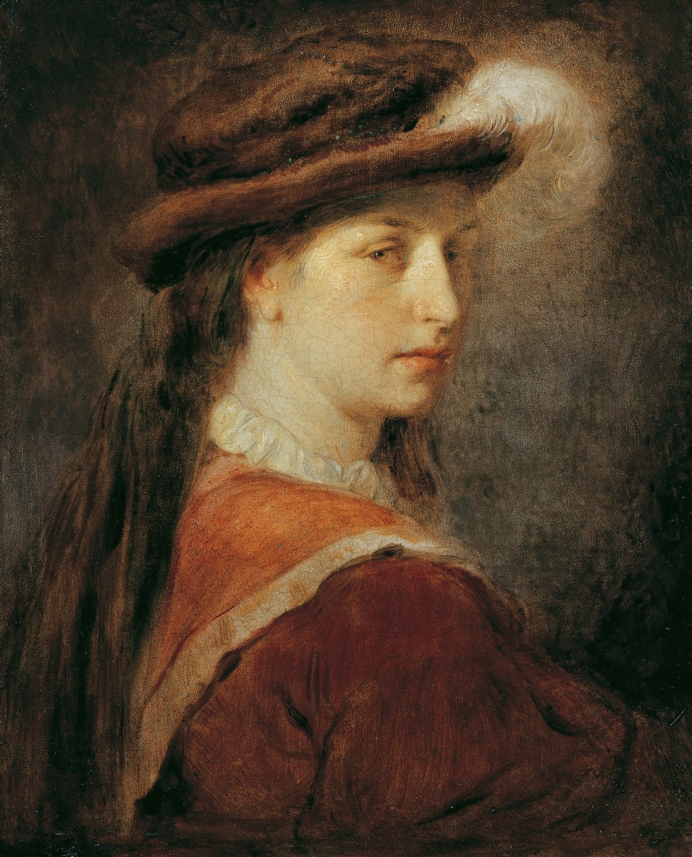 Dame Mit Federhut
