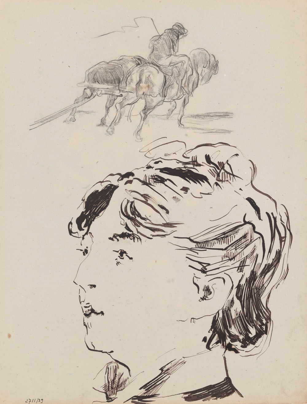 Farmer with Horses Span, Marie Colombier
