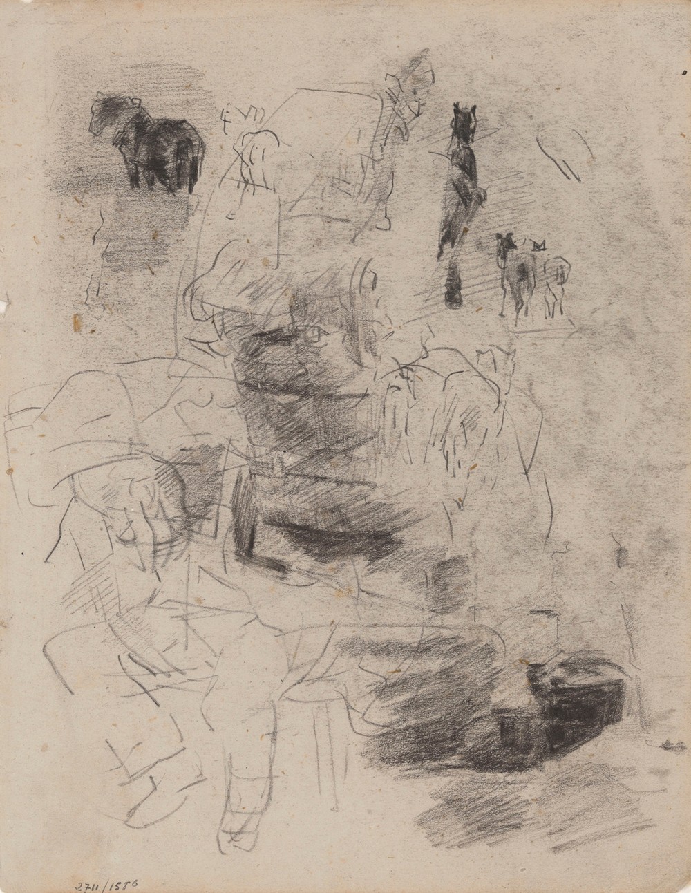 Horses and Seated Man
