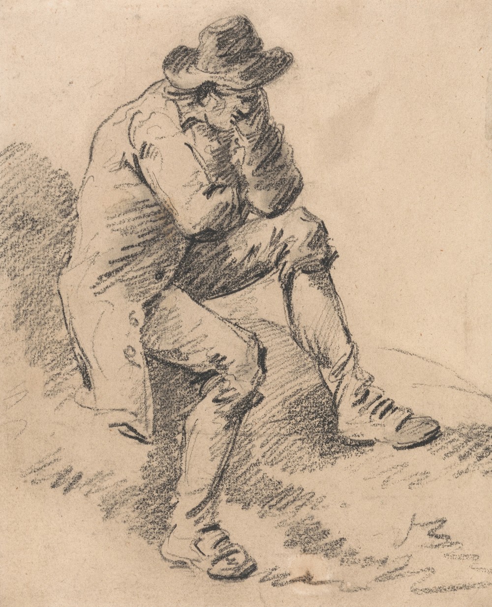 Man Seated on a Bank