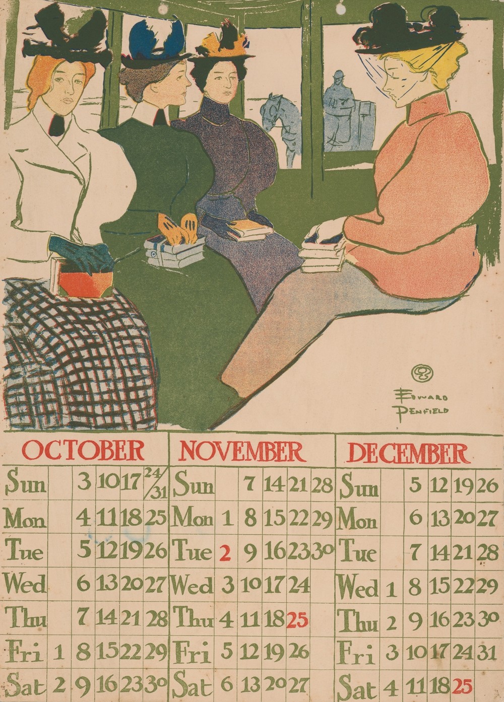 October November December 1897 calendar