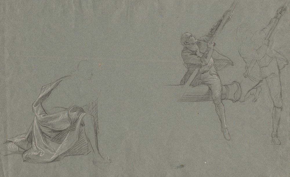 Drapery Study; Two Figures Pulling a Pole (1785-86)