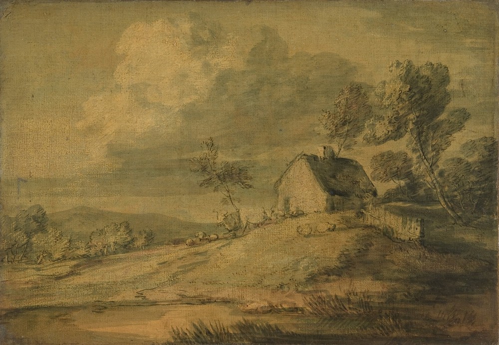 Wooded Landscape with Cottage, Cows and Sheep (ca. 1770)