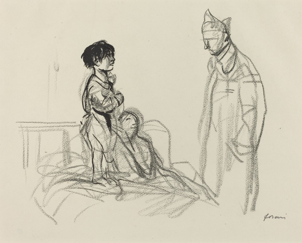 Mother and Child Visited by Soldier in Hospital (c. 1914-1919)