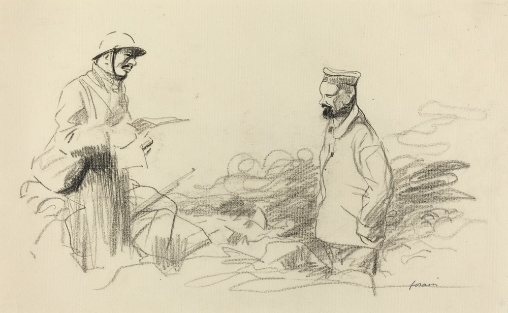 Poilu Acknowledging German Soldier II (probably 1918)