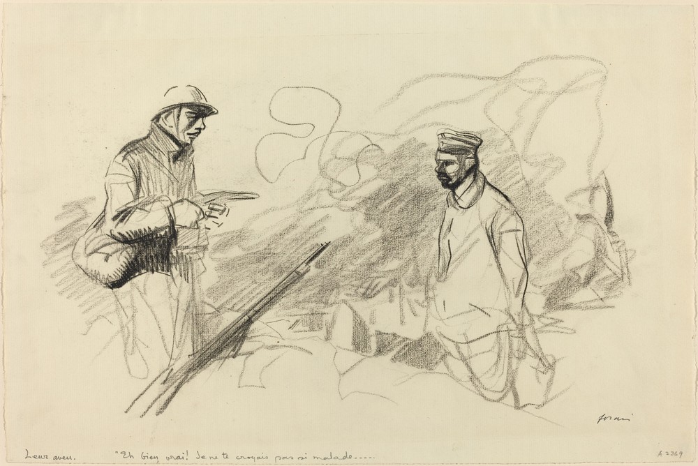 Poilu Acknowledging German Soldier (probably 1918)